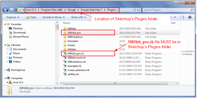 Installing RB files in SketchUp